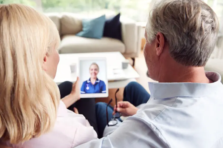 Elderly Couple Having Telehealth Consultation, Medicare and Telehealth, Convenience of telehealth in medicare